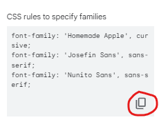 CSS Rules to speicify families dialaog box screenshot